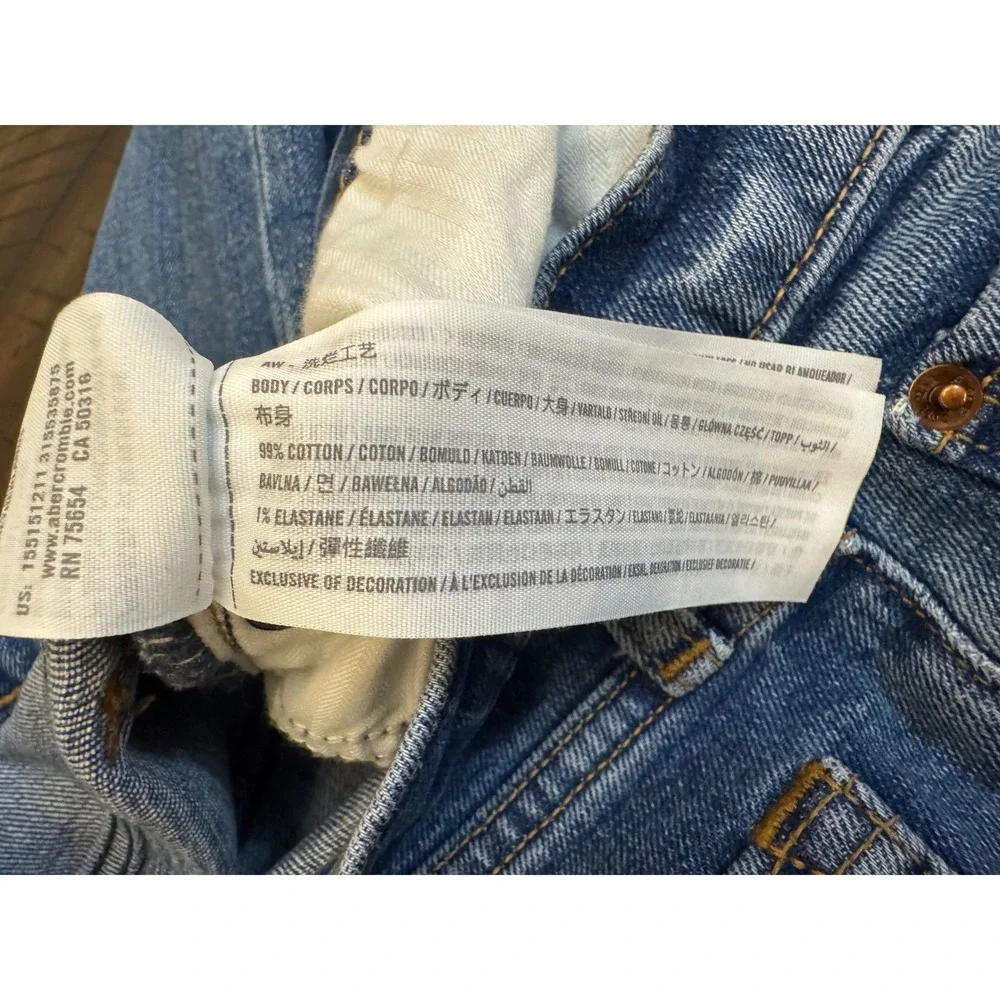 Abercrombie & Fitch‎ The Mom High Rise Distressed Medium Wash Jeans Size 25 0s